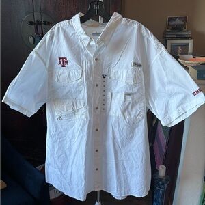 Columbia PFG Button Down Shirt Mens XXL Texas A&M White Cotton Vented